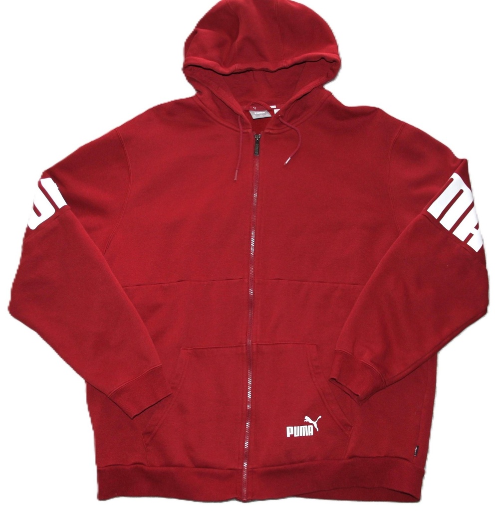 Puma Hoodie Mens 2XLT Red Full Zip Hooded Fleece Graphic Print Pockets